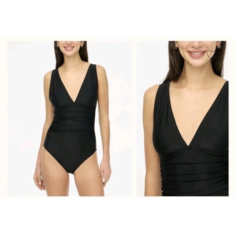 J Crew Ruched Plunge One Piece‎ Swimsuit Medium